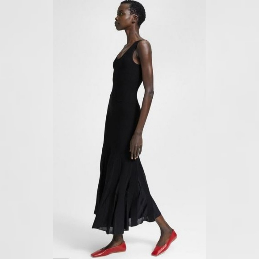 Theory Pleated Tank Dress Black SZ M